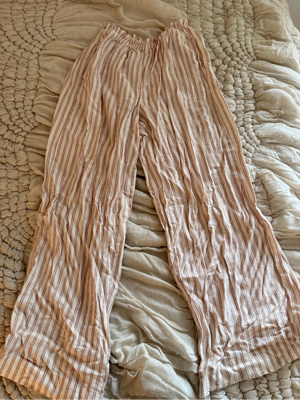 American Eagle Linen Blend Elastic Waistband Pants Sz Medium